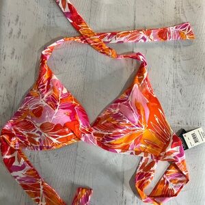 Ralph Lauren Vibrant Pink and Orange Bikini Top, NWT, Size 12
